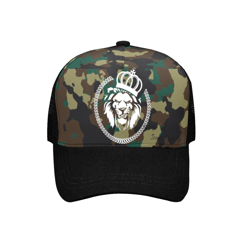 Iconic Royalty Crown Lion Camouflage Baseball Cap