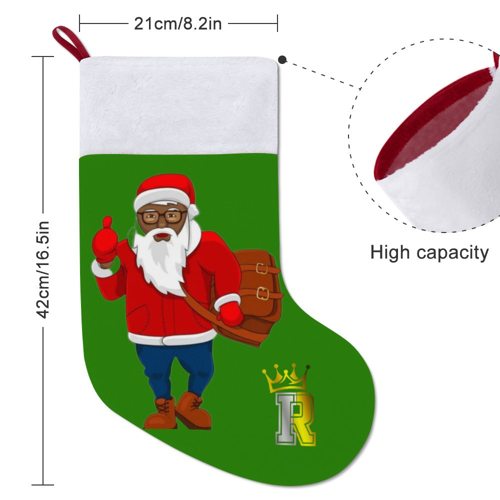 Crown IR Black Santa Christmas stocking