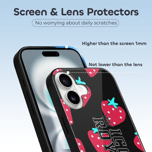 Iconic Royalty Strawberry Bliss Glass Case for iPhone 16 Series