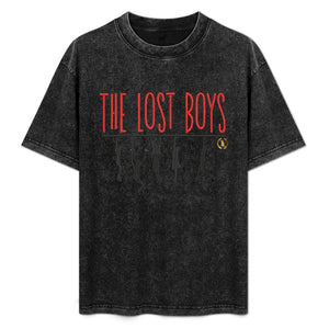 THE LOST BOYS vintage wash off shoulder short-sleeved Cotton T-shirt
