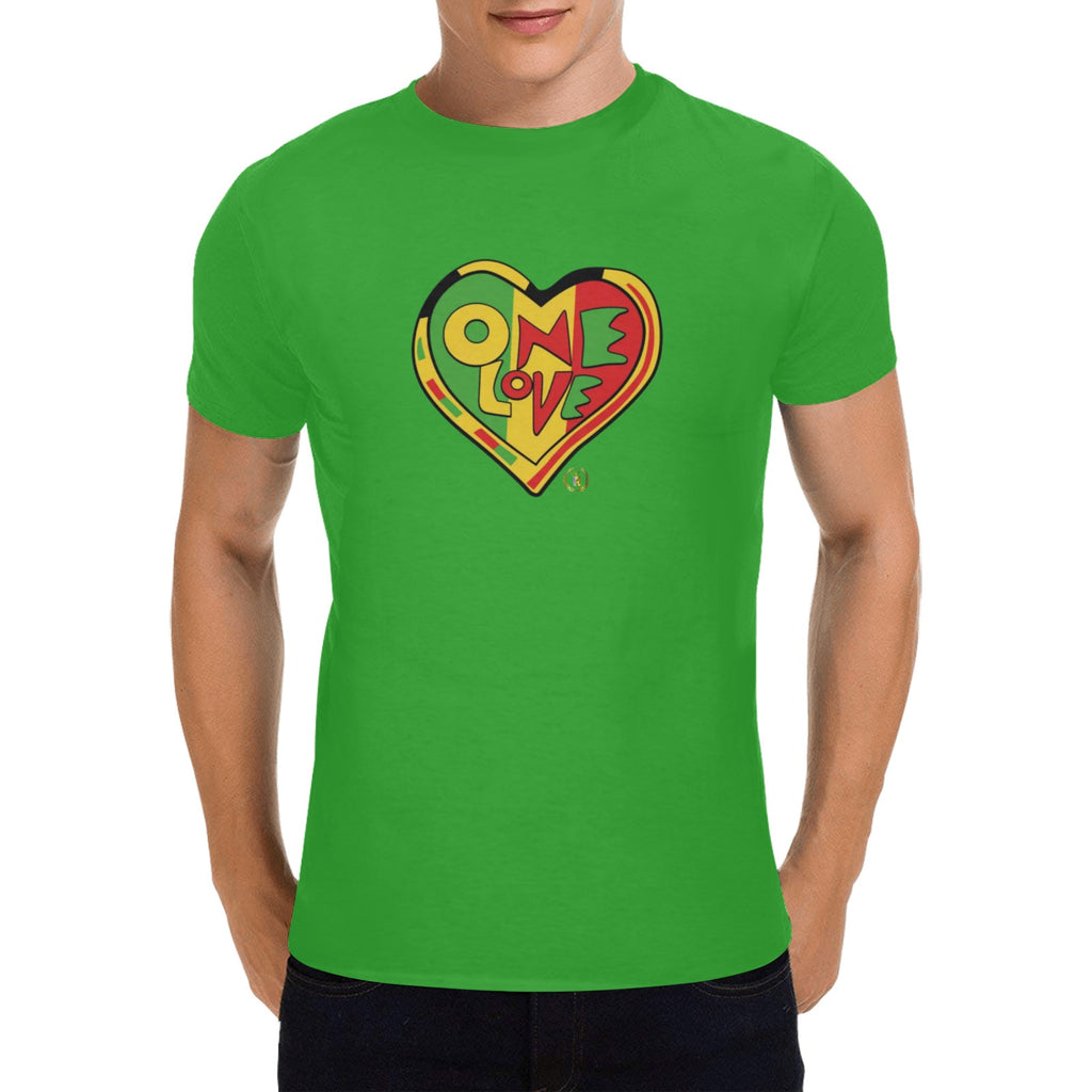 One Love Rasta Heart Crown I.R. T-shirt 100% Cotton