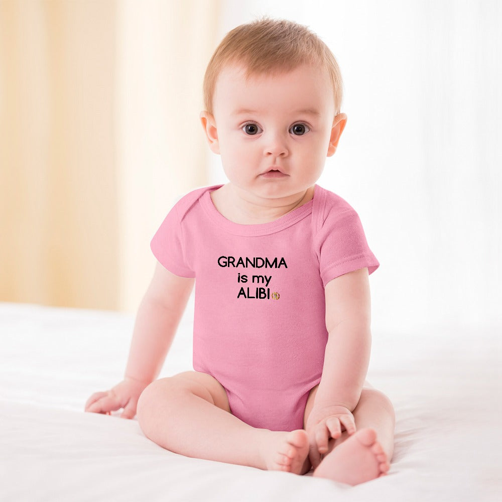 Grandma is my Alibi Royalty Crown I.R. Short -Sleeve Baby's Bodysuit