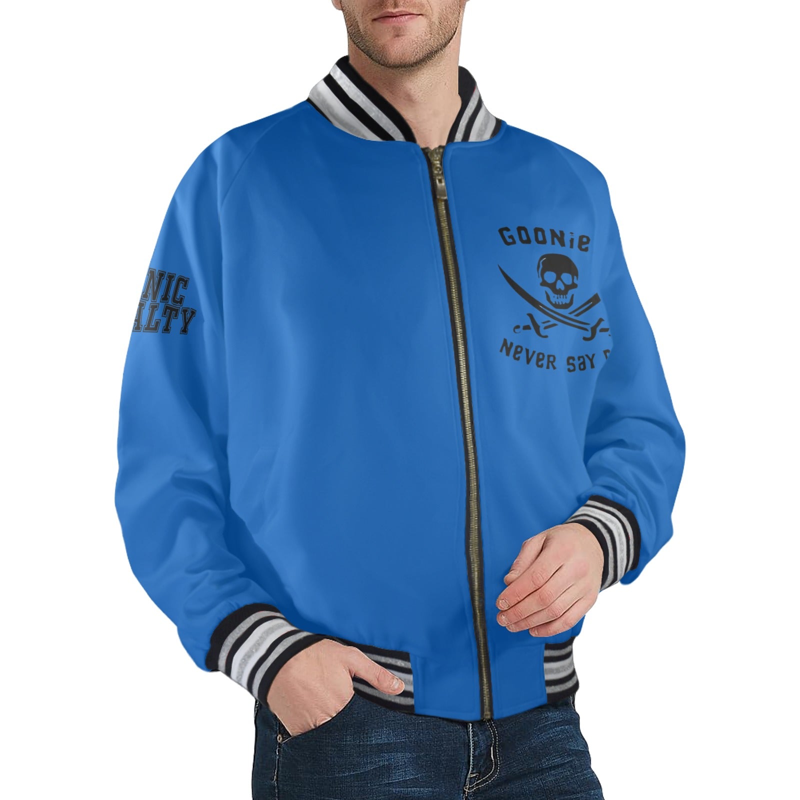 GOONIES Striped Trim Bomber Jacket
