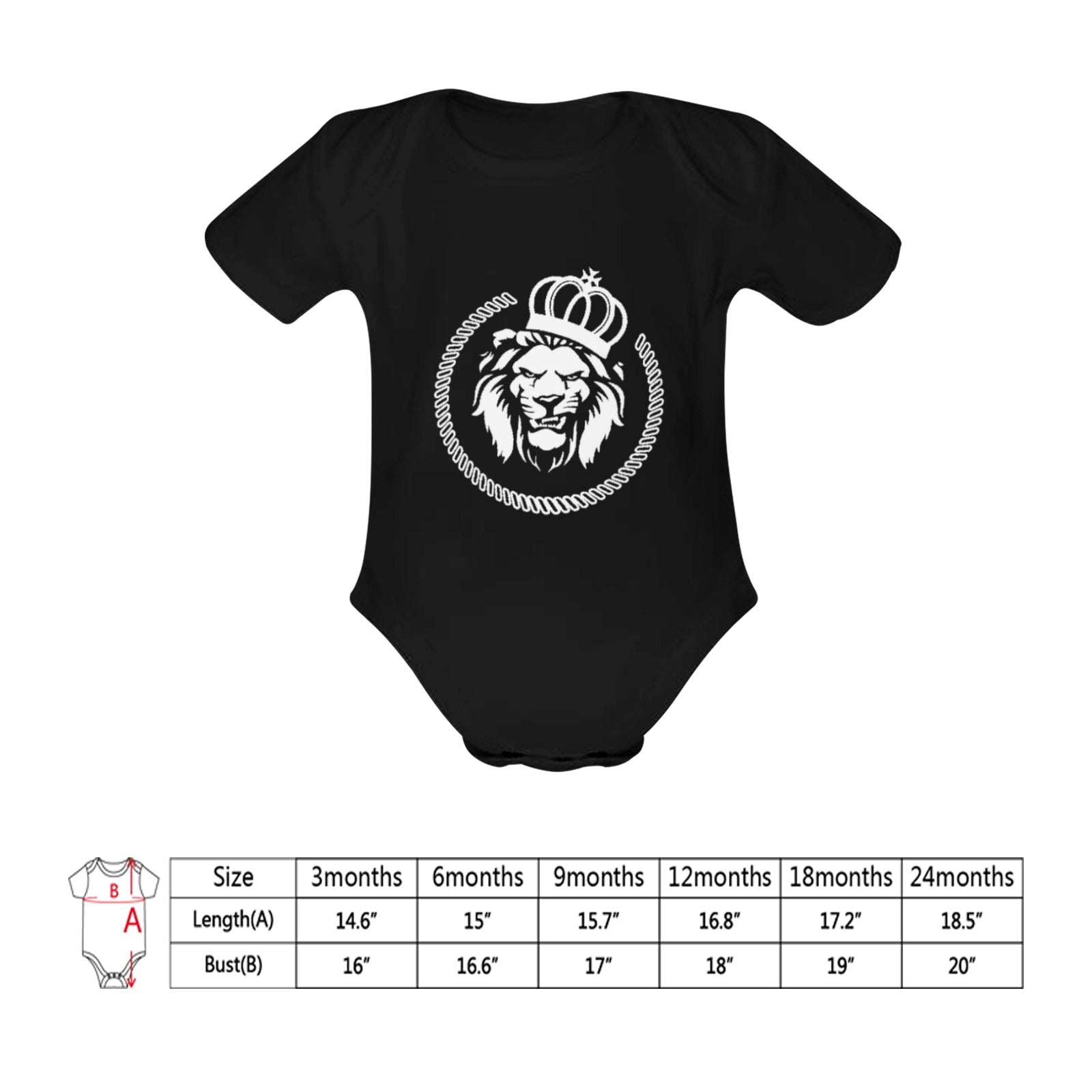 Iconic Royalty Crown Lion Baby Organic Short Sleeve One Piece