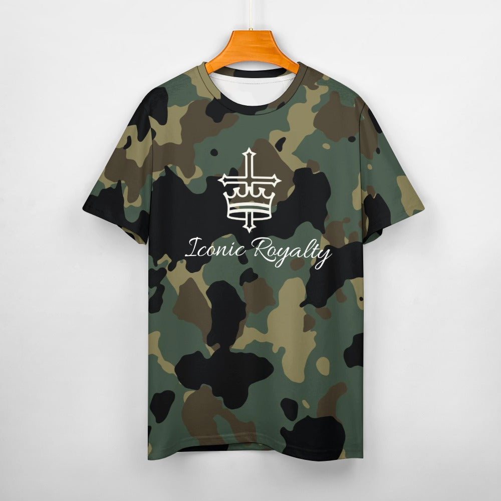 Army Camouflage Crown & Cross Iconic Royalty Men's Cotton T-shirt