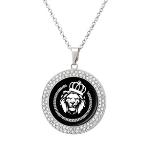 Silver Crown Lion Dazzling Crystal necklace