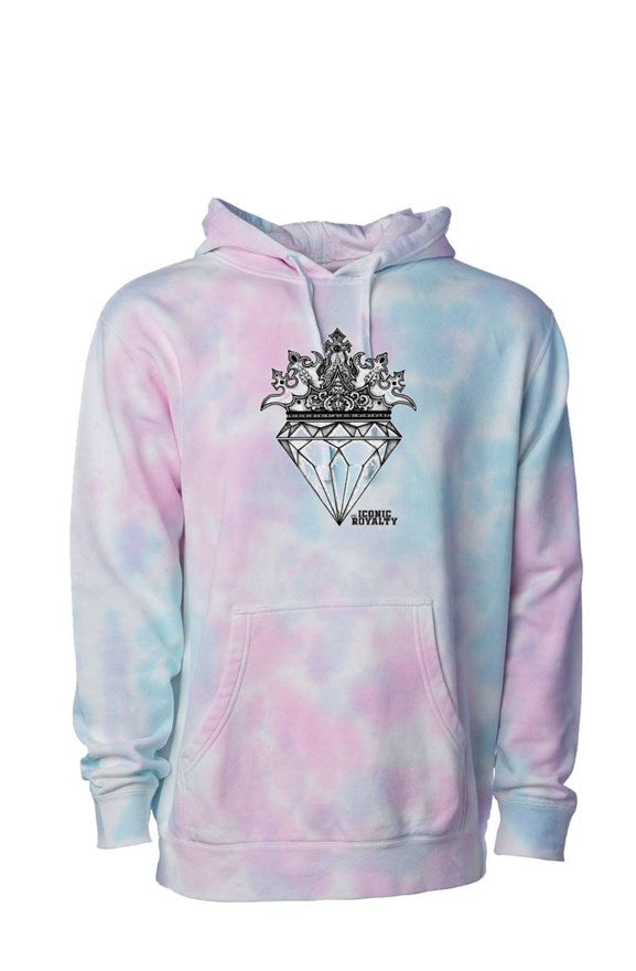 Iconic Royalty Crown Diamond Cotton Candy tie dye hoodie 