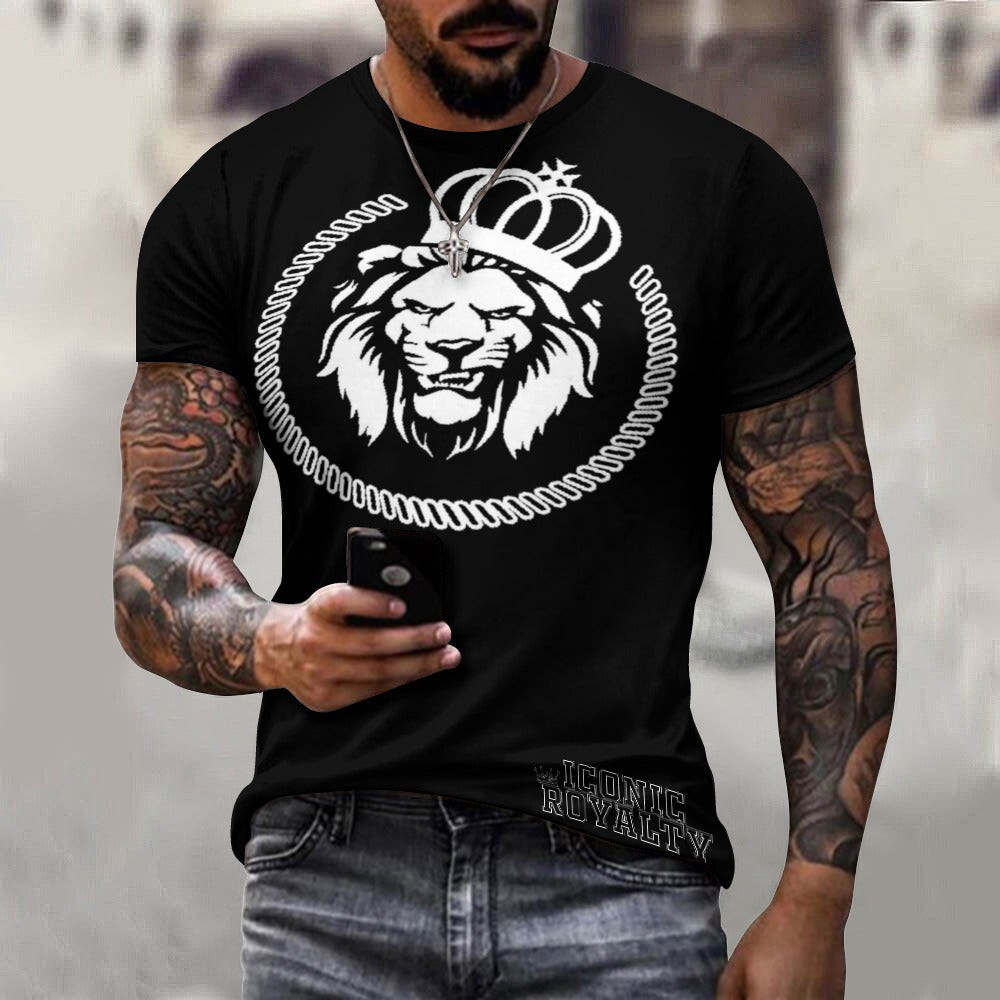 Iconic Royalty Crown Lion Men's Cotton T-shirt