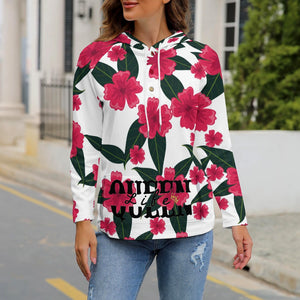 Queen Life Floral Women's Button Hooded Sweater