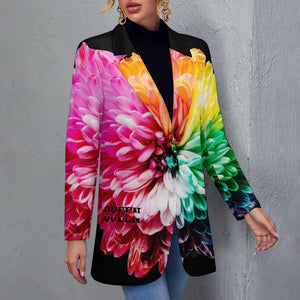 Queen Life Color Floral Women's Casual Suit Jacket