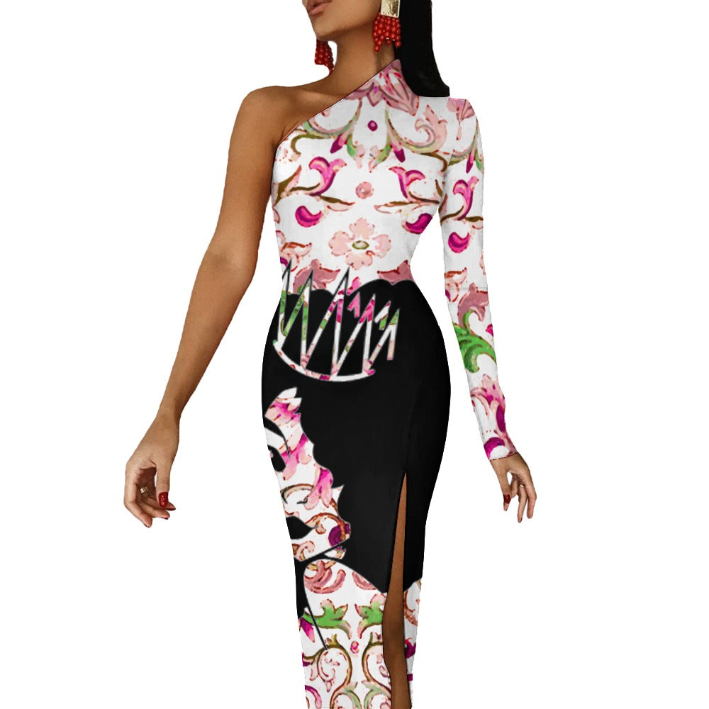 Queen Diva Half Sleeve Slit Dress