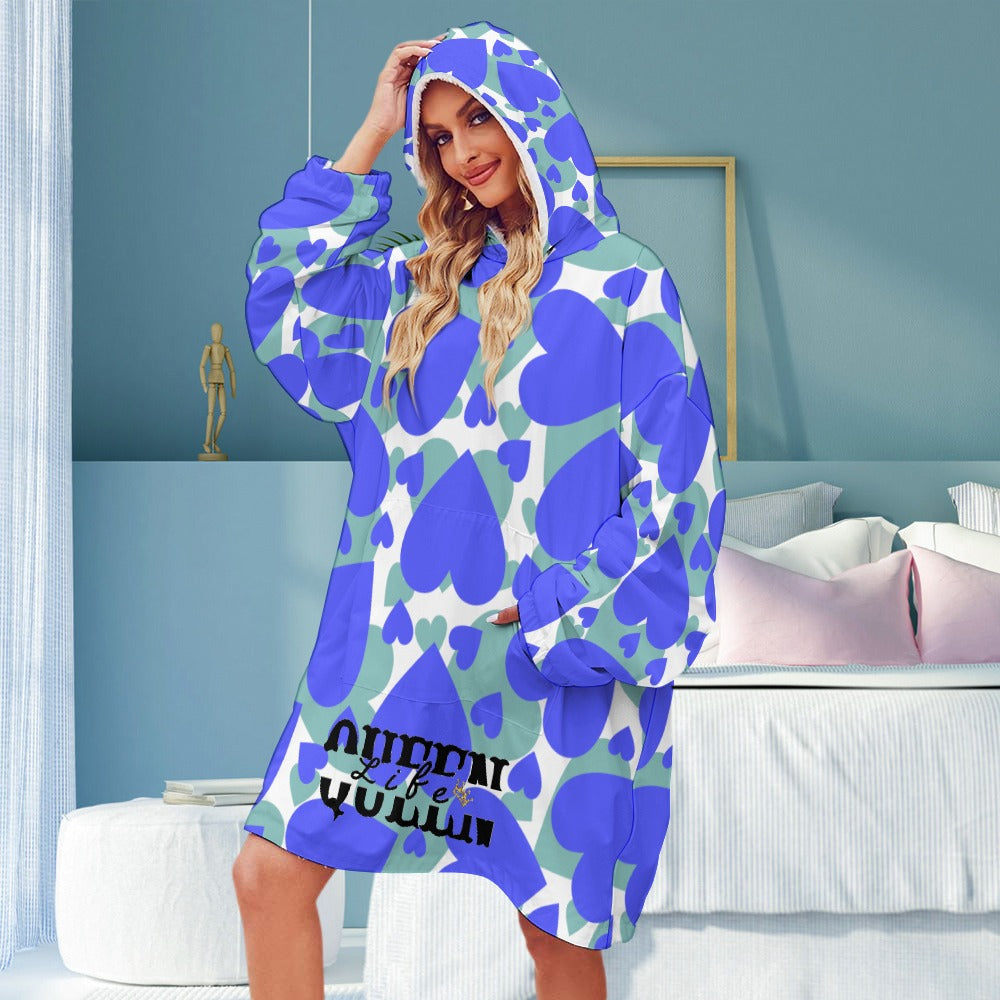 Queen Life Women's Adult Hooded Blanket Shirt