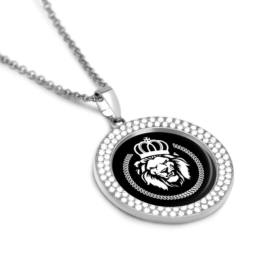 Silver Crown Lion Dazzling Crystal necklace