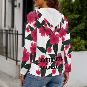 Queen Life Floral Women's Button Hooded Sweater