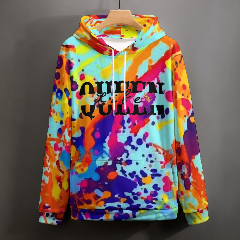 Queen Life Color Speckle Plus Size Double Layer Hood Sweatshirt