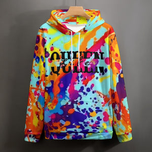 Queen Life Color Speckle Plus Size Double Layer Hood Sweatshirt