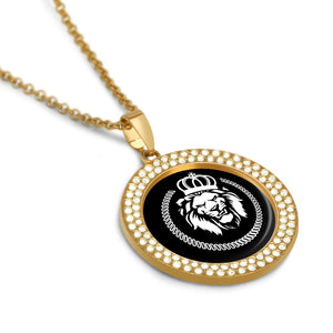 Golden Crown Lion Dazzling Crystal necklace